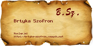 Brtyka Szofron névjegykártya